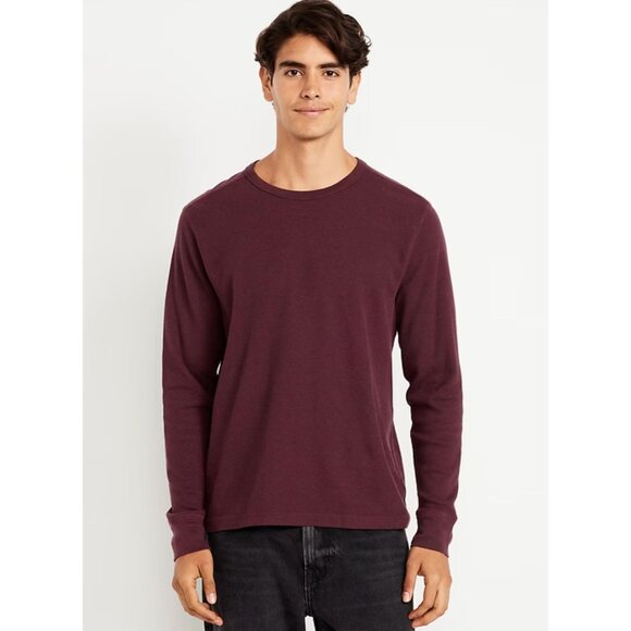 Old Navy Men's Core Thermal Waffle Knit Long Sleeve Shirt in Raisin Arizona-Sz S - Picture 1 of 6